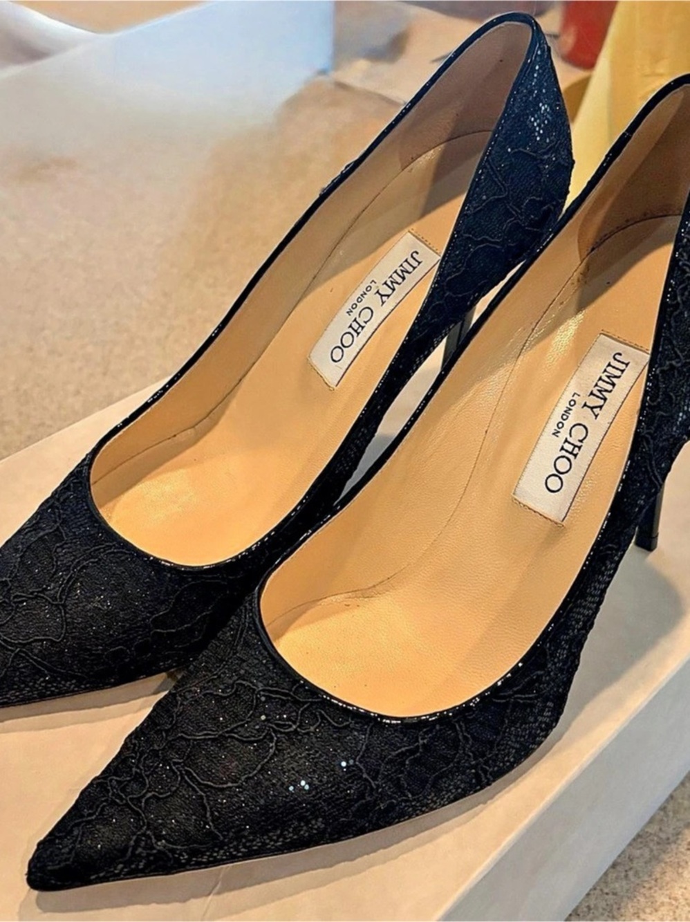 Miu Black Floral Pointed-Toe Heels Like New